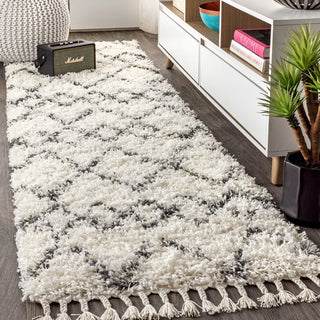 Mercer Shag Plush Tassel Moroccan Tribal Geometric Trellis Area Rug