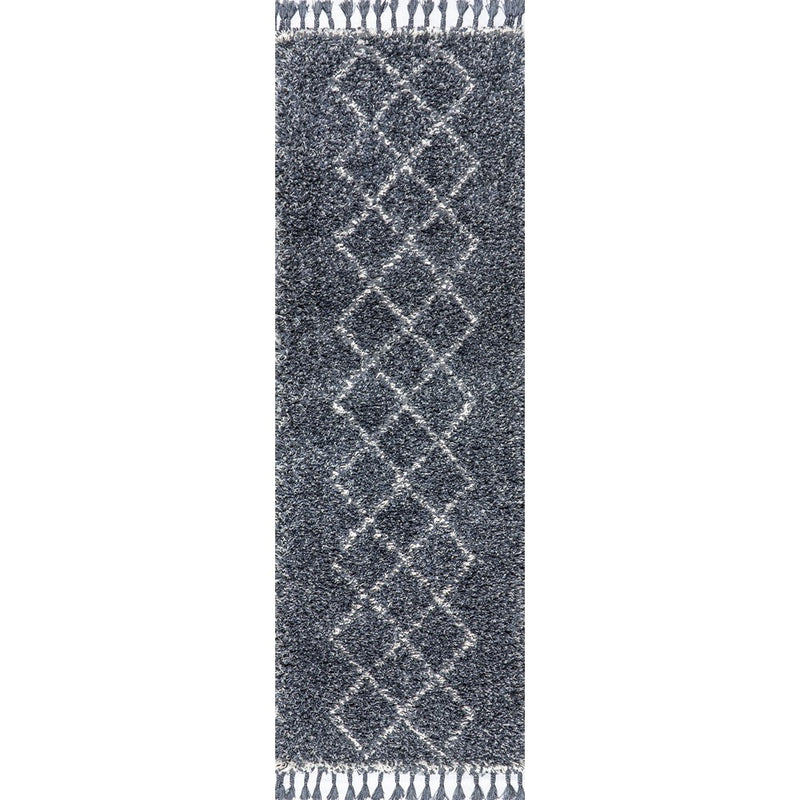 Beautiful mercer Shag Plush Tassel Moroccan Tribal Geometric Trellis Area Rug
