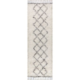 Beautiful mercer Shag Plush Tassel Moroccan Tribal Geometric Trellis Area Rug