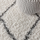 Beautiful mercer Shag Plush Tassel Moroccan Tribal Geometric Trellis Area Rug