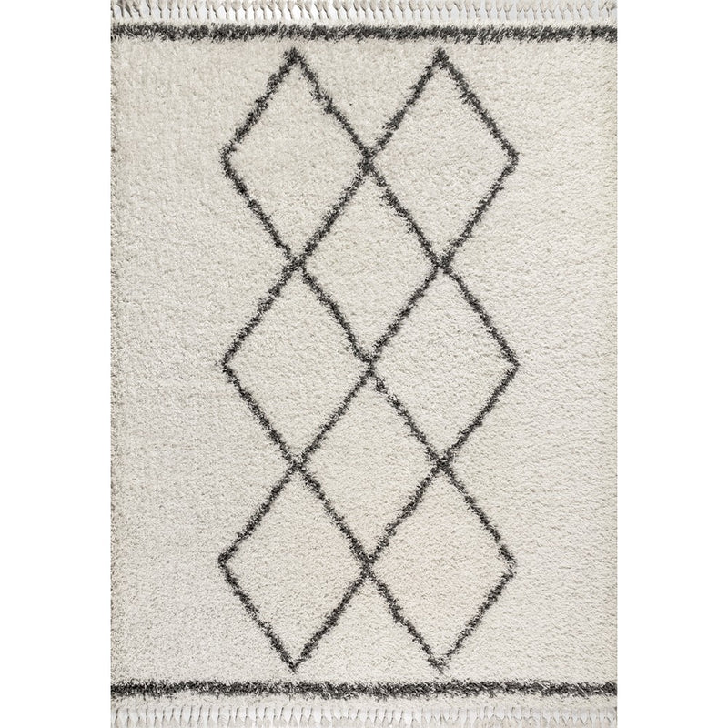 Beautiful mercer Shag Plush Tassel Moroccan Tribal Geometric Trellis Area Rug