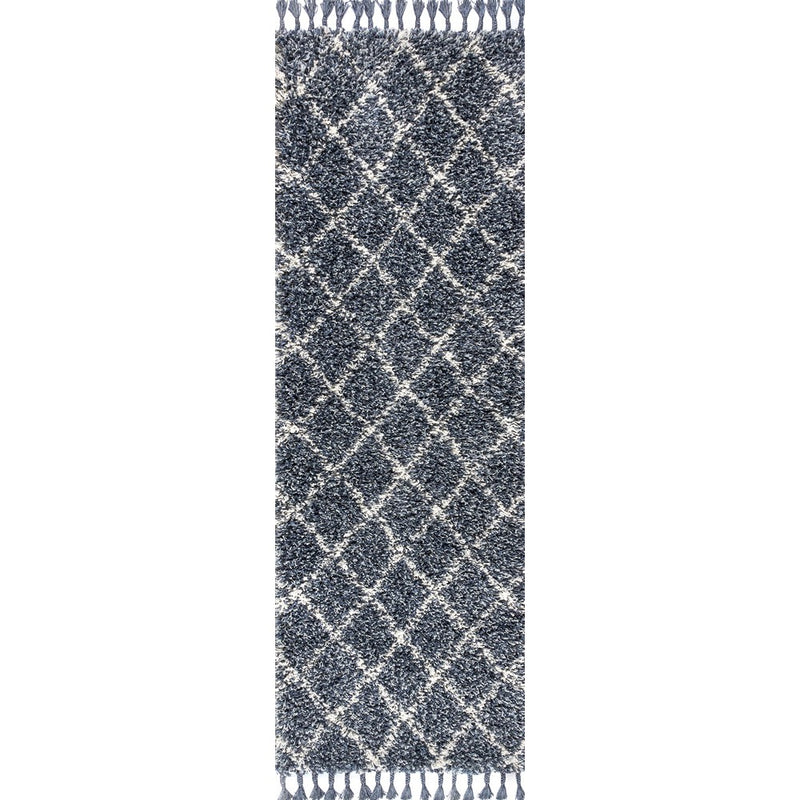 Gabrielle mercer Shag Plush Tassel Moroccan Geometric Trellis Area Rug