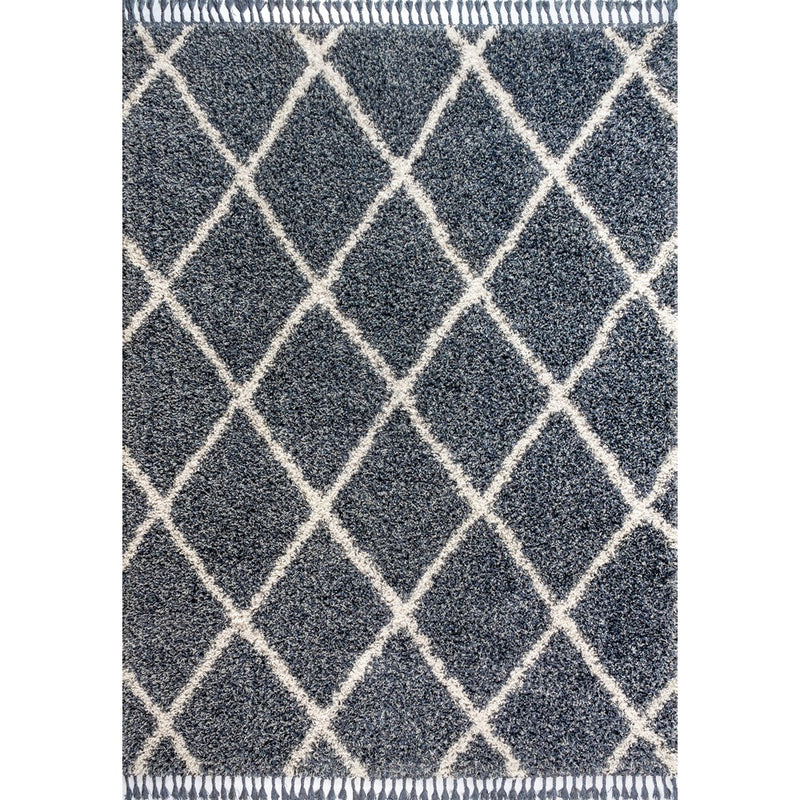 Gabrielle mercer Shag Plush Tassel Moroccan Geometric Trellis Area Rug