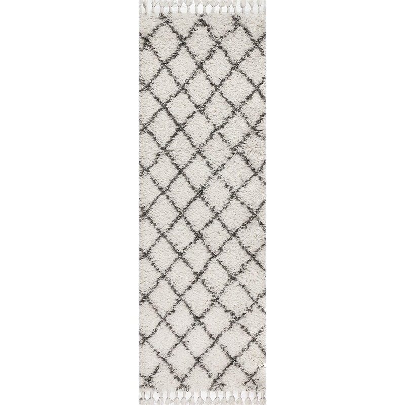 Gabrielle mercer Shag Plush Tassel Moroccan Geometric Trellis Area Rug