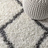 Gabrielle mercer Shag Plush Tassel Moroccan Geometric Trellis Area Rug