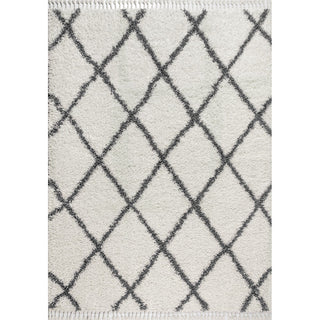 Gabrielle mercer Shag Plush Tassel Moroccan Geometric Trellis Area Rug