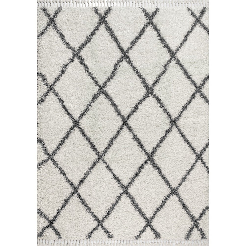 Gabrielle mercer Shag Plush Tassel Moroccan Geometric Trellis Area Rug