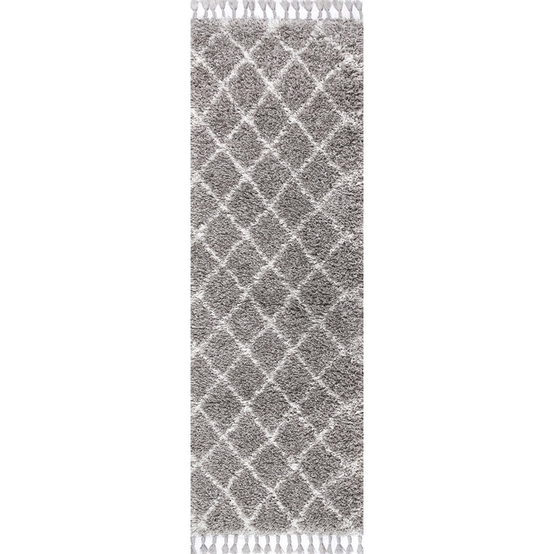 Gabrielle mercer Shag Plush Tassel Moroccan Geometric Trellis Area Rug