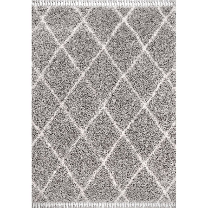 Gabrielle mercer Shag Plush Tassel Moroccan Geometric Trellis Area Rug