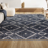 Mercer Shag Plush Tassel Moroccan Diamond Area Rug