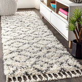 Mercer Shag Plush Tassel Moroccan Diamond Area Rug