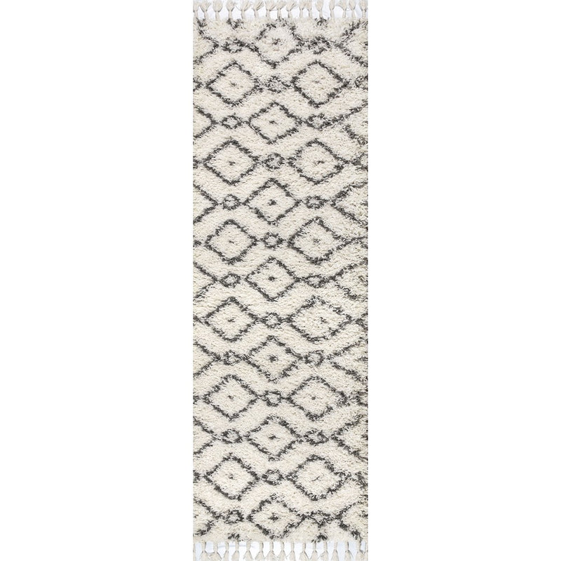 Mercer Shag Plush Tassel Moroccan Diamond Area Rug