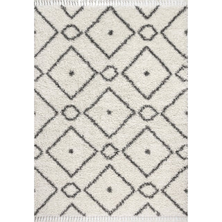 Mercer Shag Plush Tassel Moroccan Diamond Area Rug