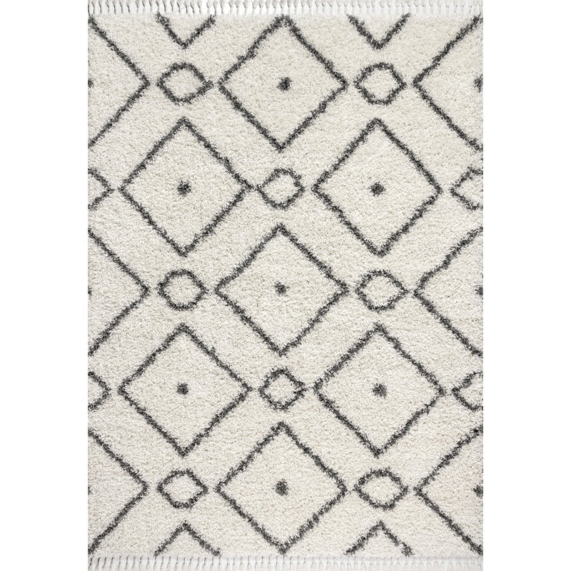 Mercer Shag Plush Tassel Moroccan Diamond Area Rug