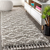 Mercer Shag Plush Tassel Moroccan Diamond Area Rug
