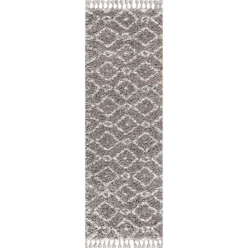 Mercer Shag Plush Tassel Moroccan Diamond Area Rug