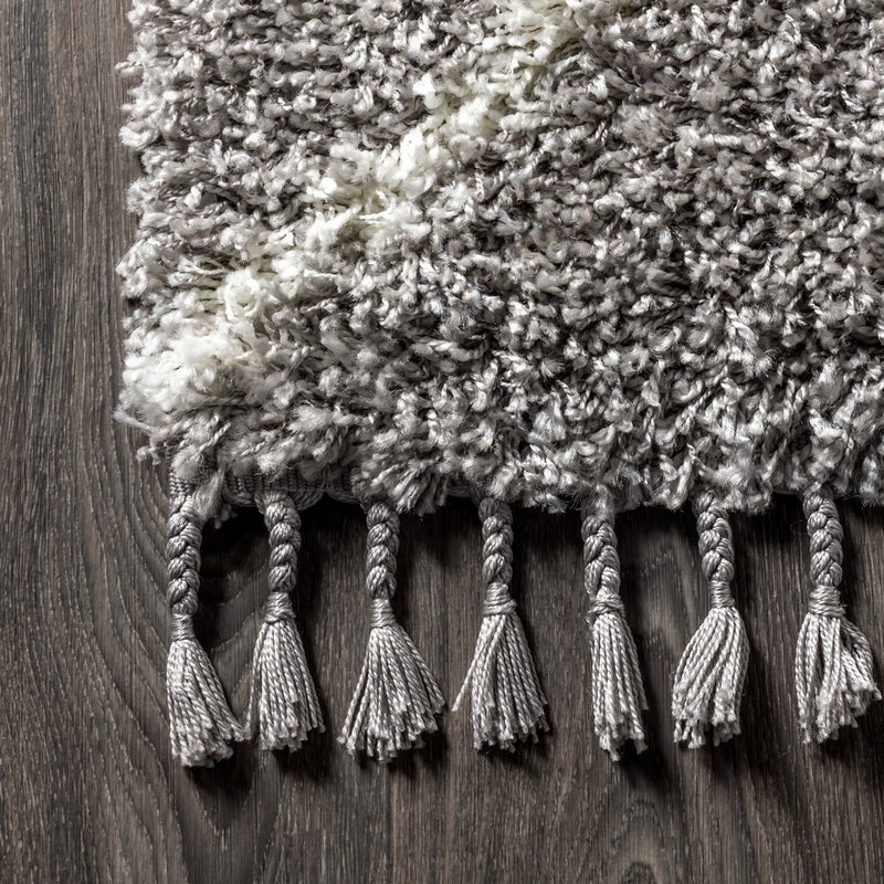 Mercer Shag Plush Tassel Moroccan Diamond Area Rug