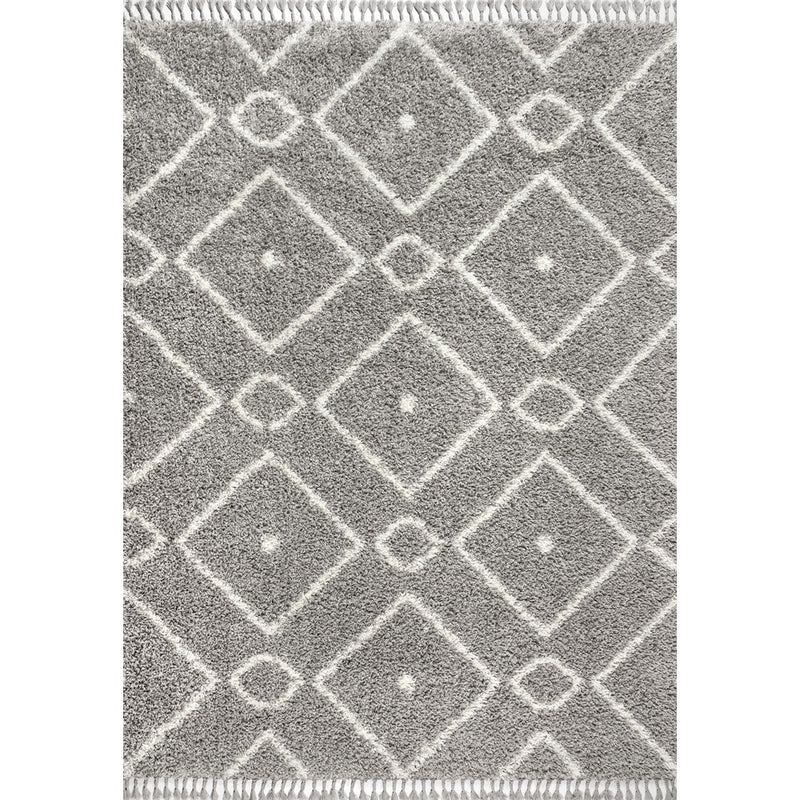Mercer Shag Plush Tassel Moroccan Diamond Area Rug