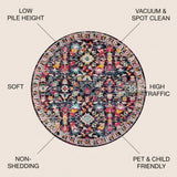 Alfombra Modern Persian Boho Floral Area Rug Multi/Purple / Round / 5'3" Round – ICONS