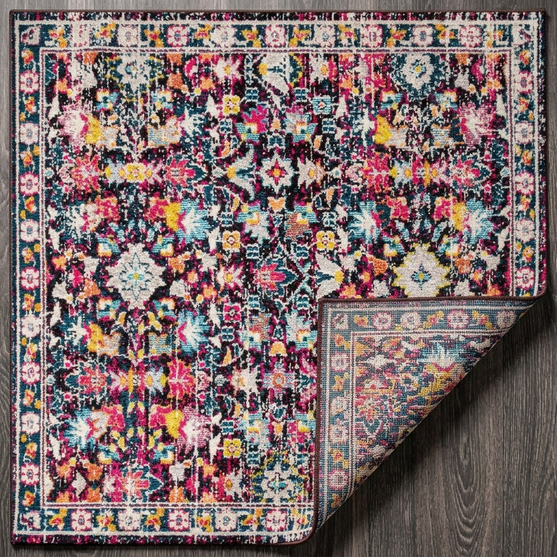 Alfombra Modern Persian Boho Floral Area Rug Multi/Purple / Square / 5'3" Square – BACK