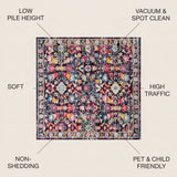 Alfombra Modern Persian Boho Floral Area Rug Multi/Purple / Square / 5'3" Square – ICONS