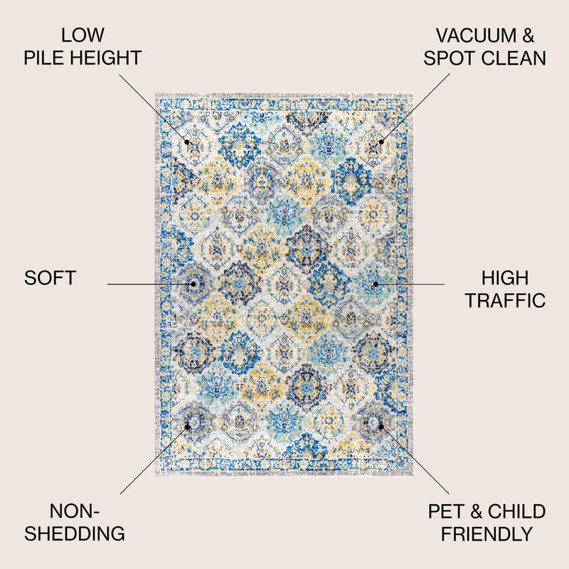 Modern Persian Boho Vintage Trellis Area Rug
