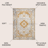 Indhira Ornate Medallion Persian Area Rug