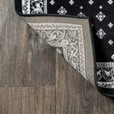Acanthus French Border Area Rug Black/Gray / Runner / 2' X 8' – BACK