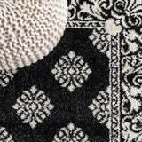 Acanthus French Border Area Rug Black/Gray / Runner / 2' X 8' – DETAIL