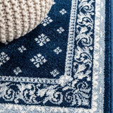 Acanthus French Border Area Rug Navy/Blue / Runner / 2' X 8' – DETAIL