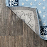 Acanthus French Border Area Rug Blue/Navy / Runner / 2' X 8' – BACK