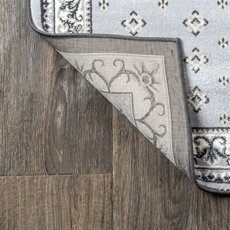 Acanthus French Border Area Rug Light Gray/Cream / Runner / 2' X 8' – BACK
