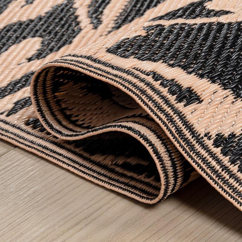 Bloom Modern Floral Foldable Waterproof Reversible Plastic Straw Area Rug