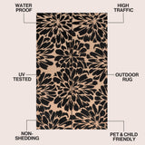 Bloom Modern Floral Foldable Waterproof Reversible Plastic Straw Area Rug