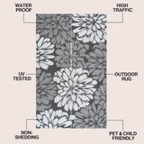 Bloom Modern Floral Foldable Waterproof Reversible Plastic Straw Area Rug