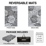 Bloom Modern Floral Foldable Waterproof Reversible Plastic Straw Area Rug