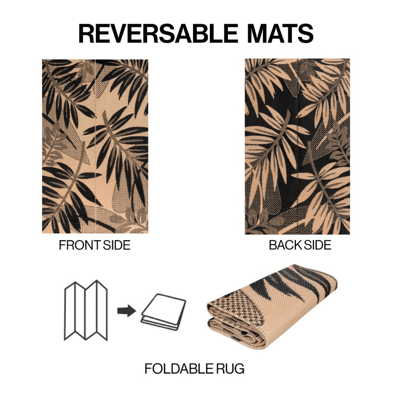 Wilde Classic Botanical Foldable Waterproof Reversible Plastic Straw Area Rug