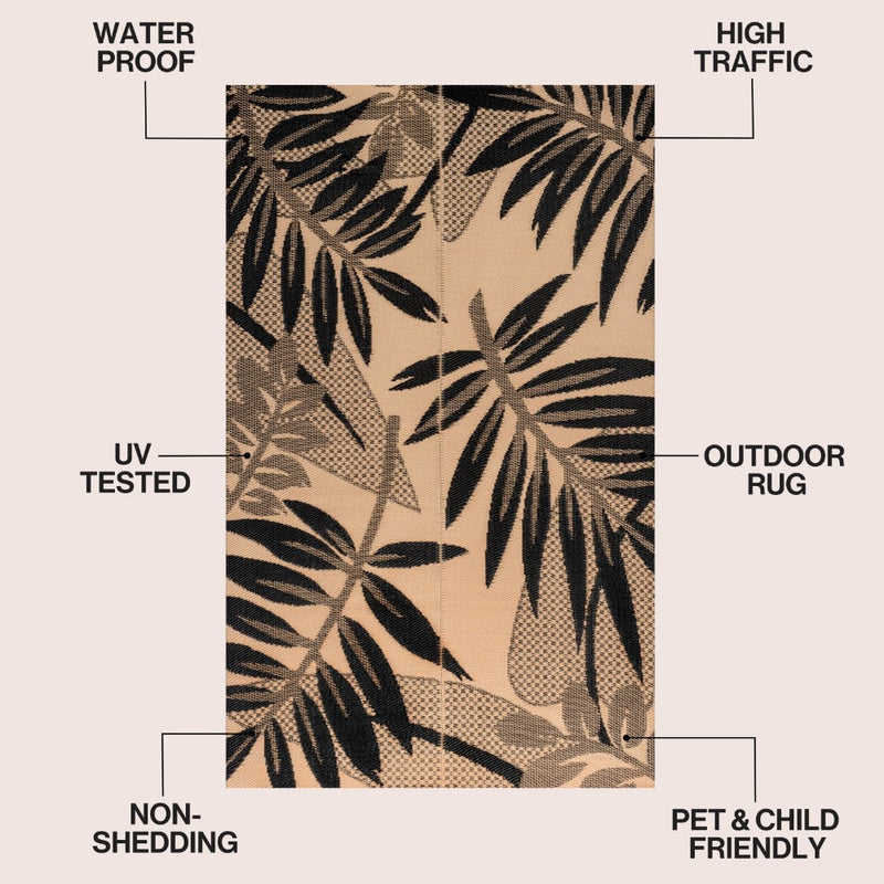 Wilde Classic Botanical Foldable Waterproof Reversible Plastic Straw Area Rug