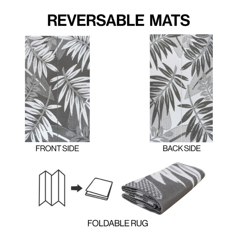Wilde Classic Botanical Foldable Waterproof Reversible Plastic Straw Area Rug