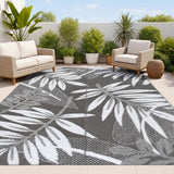 Wilde Classic Botanical Foldable Waterproof Reversible Plastic Straw Area Rug