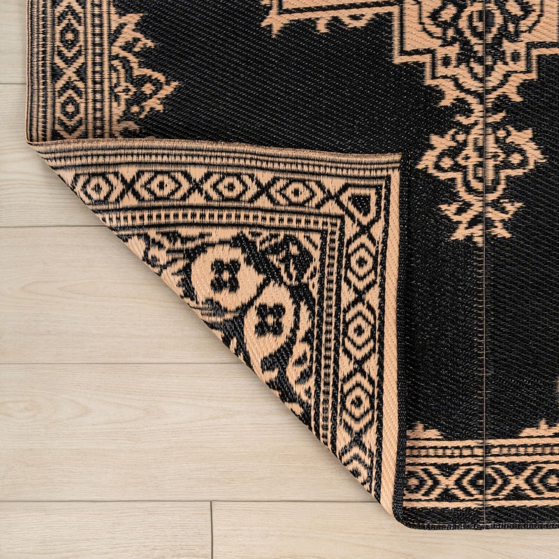 Dory Medallion Border Foldable Waterproof Reversible Plastic Straw Area Rug