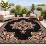 Dory Medallion Border Foldable Waterproof Reversible Plastic Straw Area Rug