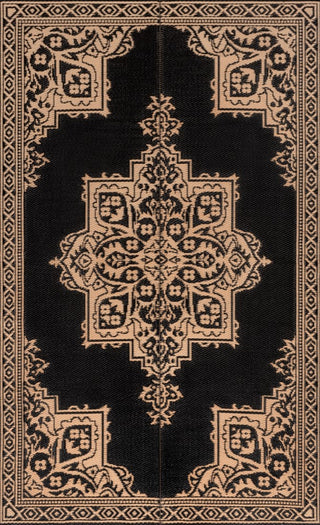 Dory Medallion Border Foldable Waterproof Reversible Plastic Straw Area Rug