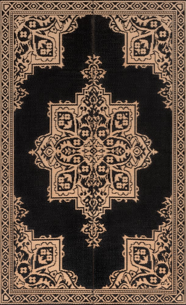 Dory Medallion Border Foldable Waterproof Reversible Plastic Straw Area Rug