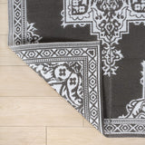Dory Medallion Border Foldable Waterproof Reversible Plastic Straw Area Rug