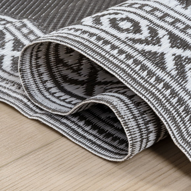 Dory Medallion Border Foldable Waterproof Reversible Plastic Straw Area Rug
