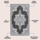 Dory Medallion Border Foldable Waterproof Reversible Plastic Straw Area Rug