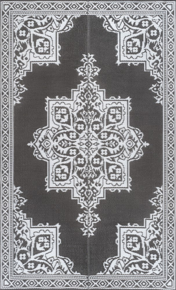 Dory Medallion Border Foldable Waterproof Reversible Plastic Straw Area Rug