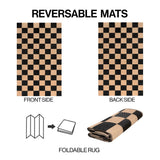 Bishop Geometric Checker Foldable Waterproof Reversible Plastic Straw Area Rug