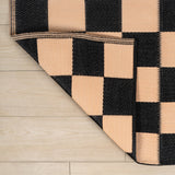 Bishop Geometric Checker Foldable Waterproof Reversible Plastic Straw Area Rug